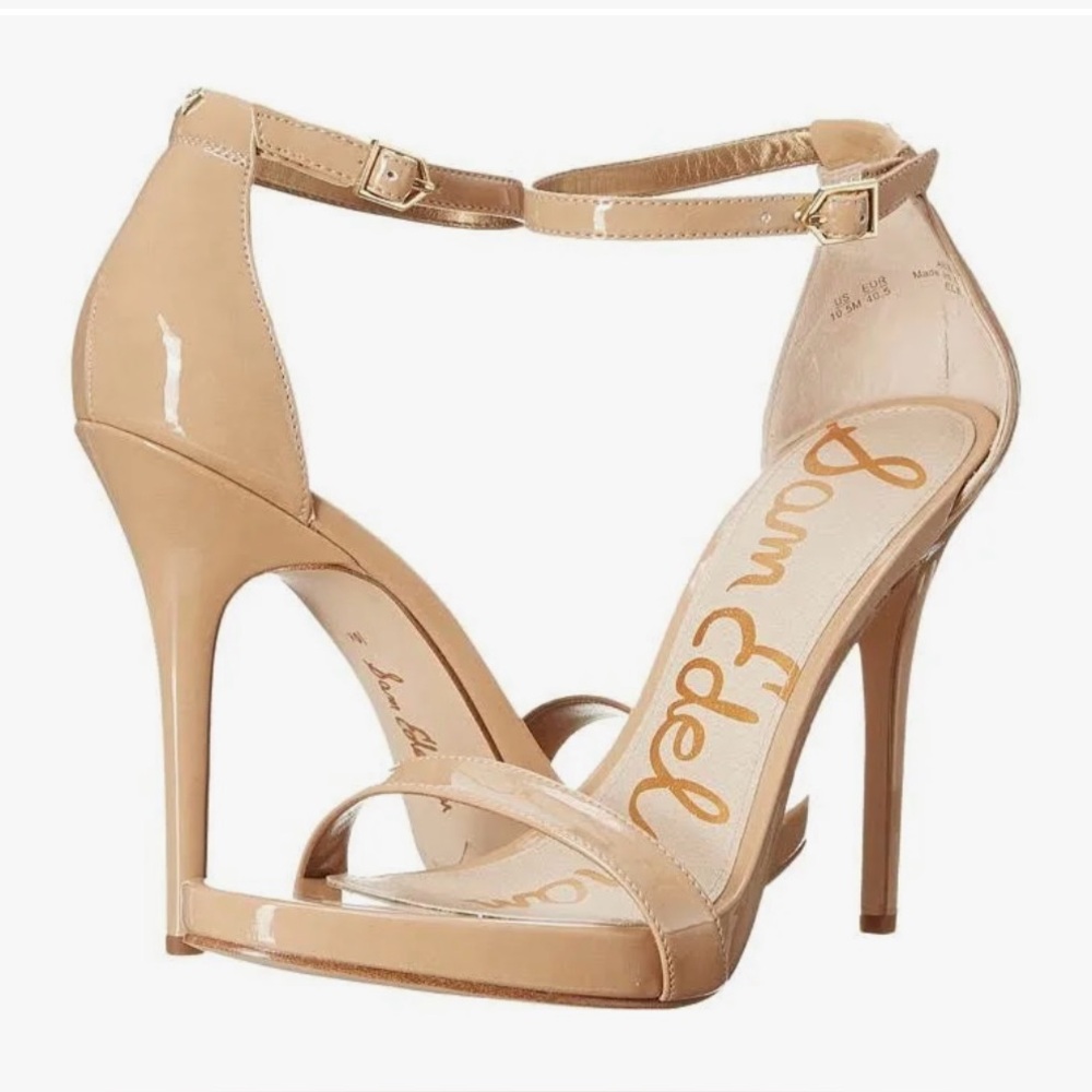 Sam Edelman Eleanor Nude Patent Leather Stiletto Sandals Size 9